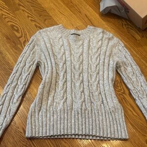 Banana Republic Light Gray Cable Knit Sweater